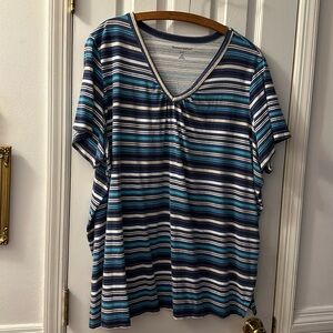 striped V neck T